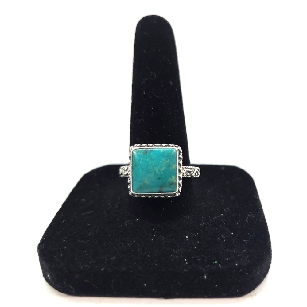 Womans Bali Turquoise Sterling Silver Stamped 925 Sz 7